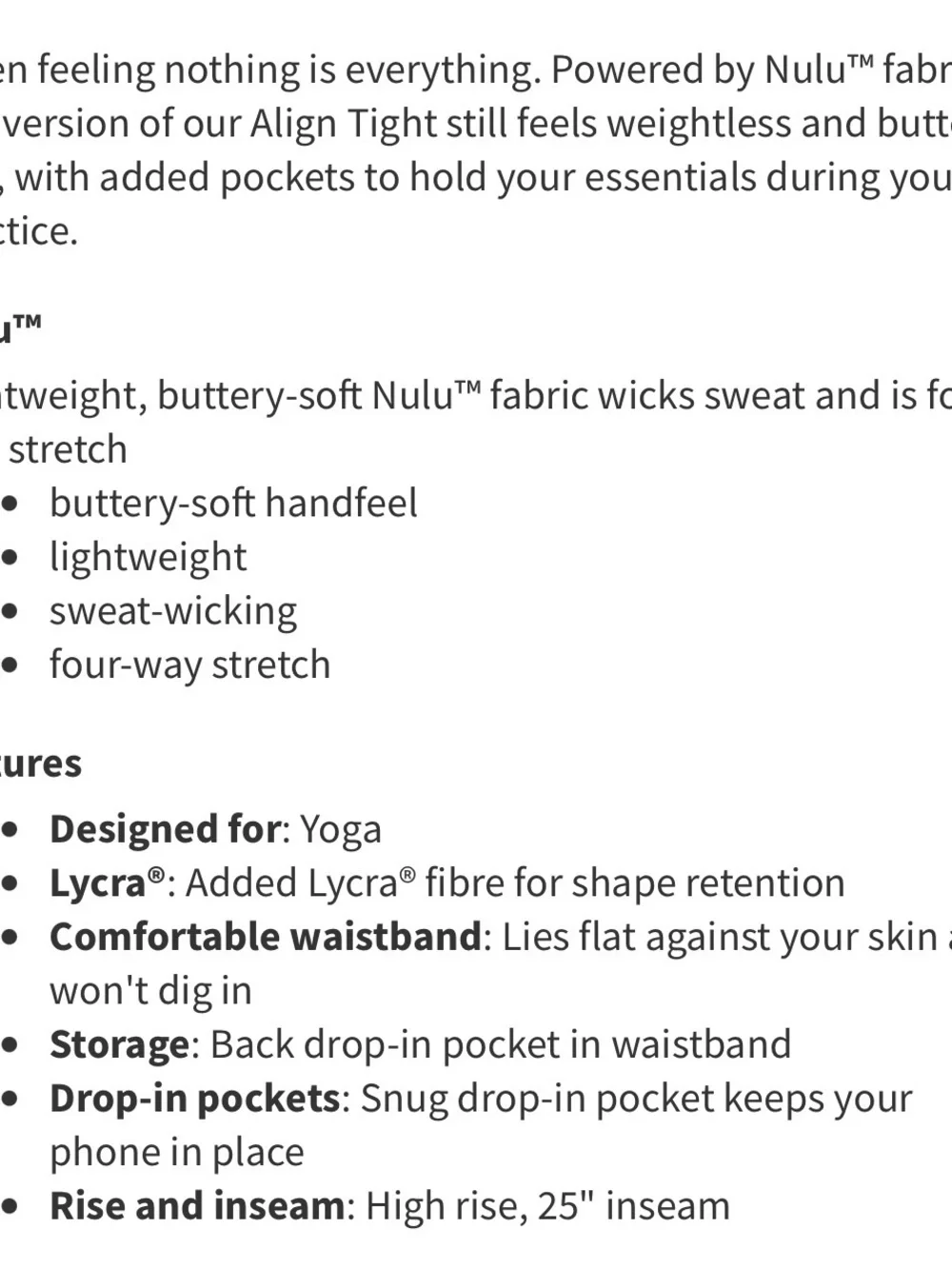 Lululemon Align High-Rise Pant with Pockets 25